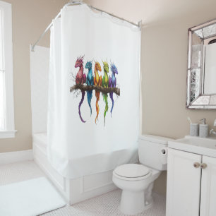 Rideaux De Douche Groupe Arc-en-ciel de bébés dragons