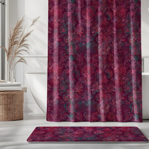Rideaux De Douche Grunge Damassé Rouge Bourgogne Émeraude Vermillon