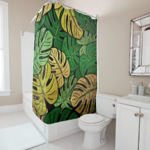 Rideaux De Douche Grunge Monstera Feuilles