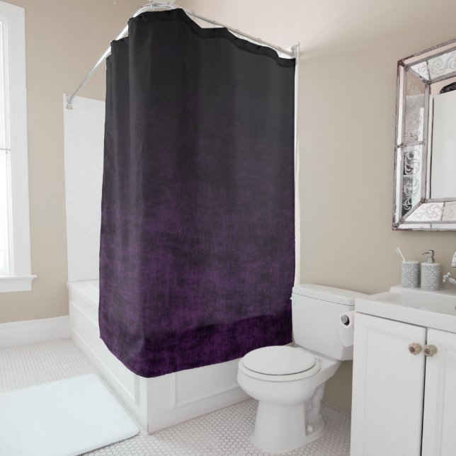 Rideaux De Douche Grunge Ombre noir et violet texture (En situation)