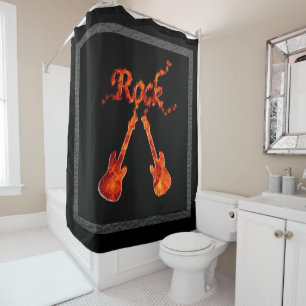 Rideaux De Douche Guitares Black Flame Rock
