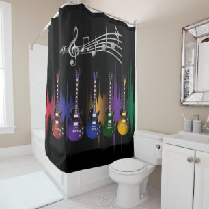 Rideaux De Douche Guitares colorées de musique