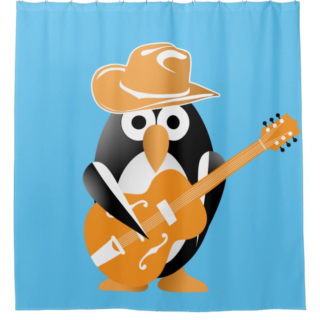 Rideaux De Douche Guitariste pingouin (Devant)