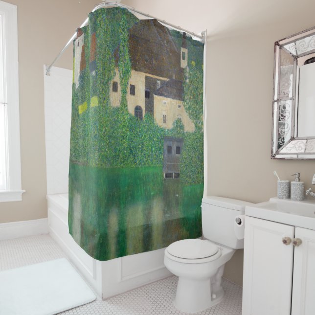Rideaux De Douche Gustav Klimt - Château aquatique (En situation)