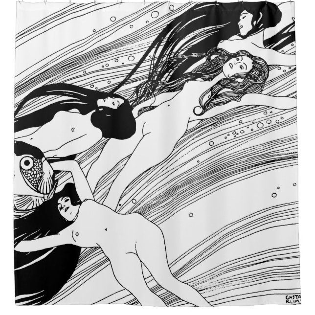 Rideaux De Douche Gustav Klimt - Poisson Sang Surreal Art Japonais (Devant)