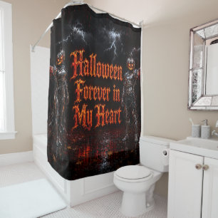 Rideaux De Douche Halloween à jamais dans mon cœur Gothique Citrouil