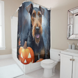 Rideaux De Douche Halloween Airedale Avec Peur Citrouille