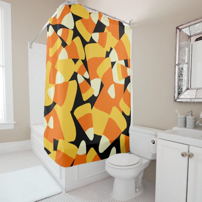 Rideaux De Douche Halloween Candy Corn Seamless Pattern (En situation)