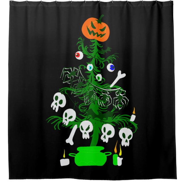 Rideaux De Douche halloween cauchemar noël arbre citrouille (Devant)