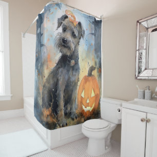 Rideaux De Douche Halloween Chesapeake Bay Terrier Avec Citrouilles