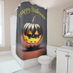 Rideaux De Douche Halloween Citrouille brillant