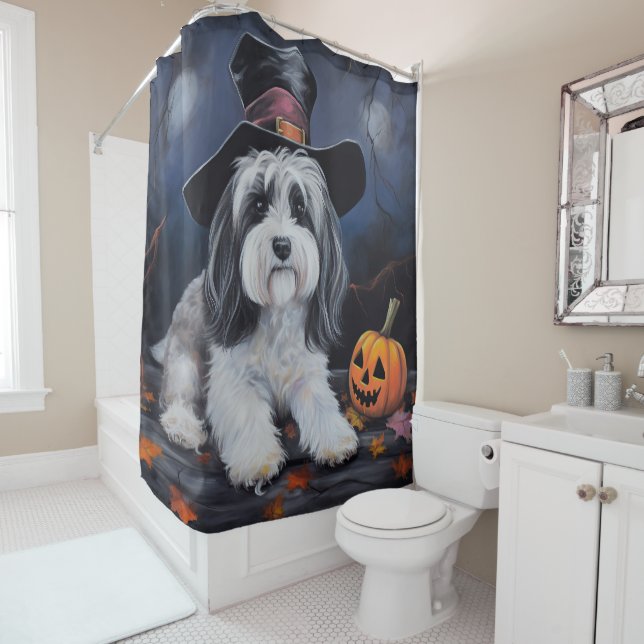 Rideaux De Douche Halloween Citrouilles Havanais effraie (En situation)
