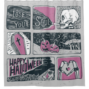 Rideaux De Douche Halloween de bande dessinée : Illustration amusant
