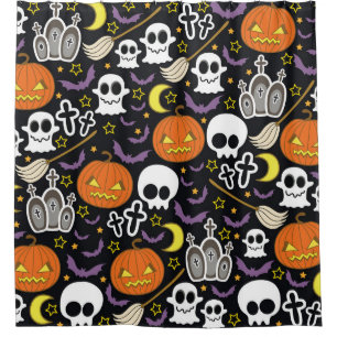 Rideaux De Douche Halloween éffrayant : Conception Arrière - plan à 