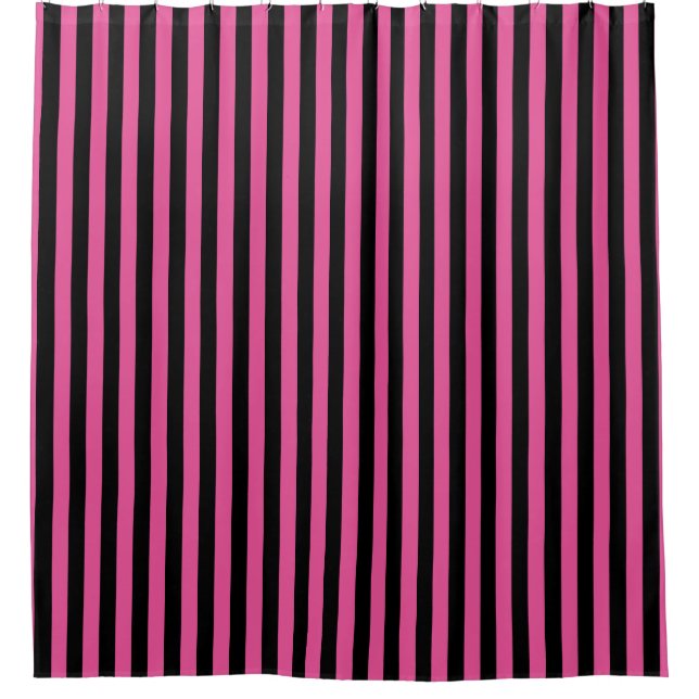 Rideaux De Douche Halloween en bande verticale noire rose (Devant)