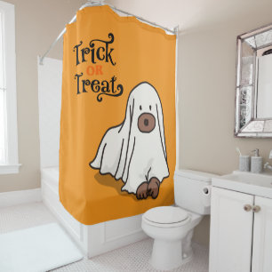 Rideaux De Douche Halloween mignonne Ghost Dog Orange