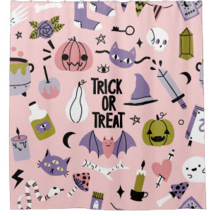 Rideaux De Douche Halloween sans couture motif avec différentes voi