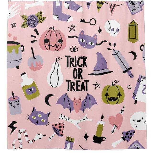 Rideaux De Douche Halloween sans couture motif avec différentes voit (Devant)
