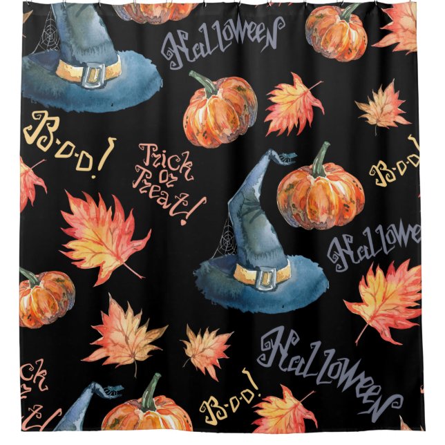 Rideaux De Douche Halloween seamless pattern with halloween pumpkin, (Devant)