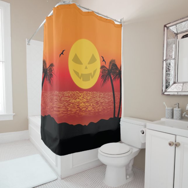 Rideaux De Douche Halloween tropical (En situation)