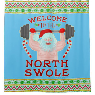 Rideaux De Douche Haltérophile drôle du père noël Swole de Noël