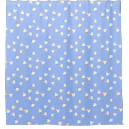 Rideaux De Douche Hand Illustrated Ducks Theme Blue Shower Curtain