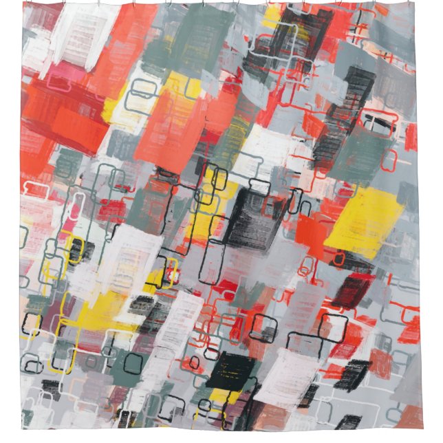 Rideaux De Douche Handmade surreal abstract pattern. Modern artistic (Devant)