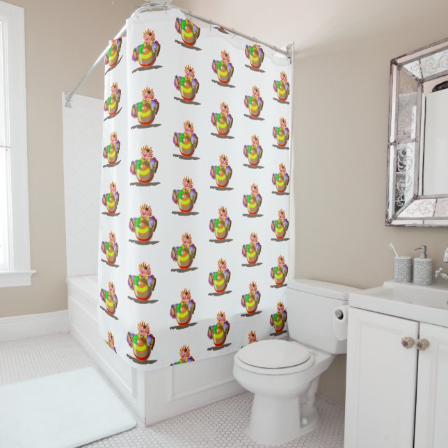 Rideaux De Douche Happy Clown with Ball - Cirque - Peinture amusante (En situation)