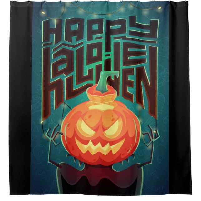 Rideaux De Douche Happy Halloween Citrouille Monster (Devant)