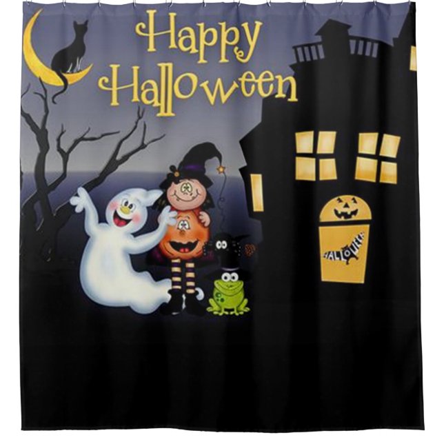 Rideaux De Douche Happy Halloween Fun amis Éffrayants (Devant)