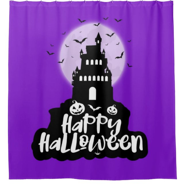 Rideaux De Douche Happy Halloween Maison Éffrayante (Devant)