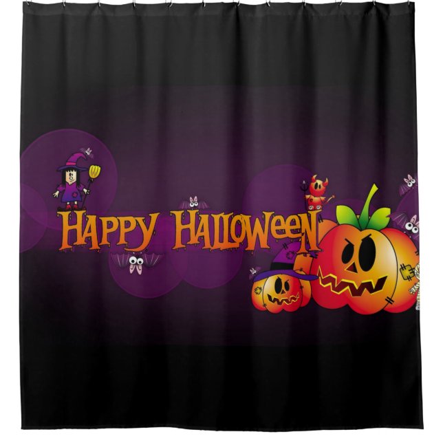 Rideaux De Douche Happy Haloween amis Éffrayants (Devant)