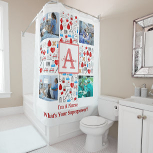 Rideaux De Douche Happy Nurses Day 4 photo collage croix monogramme