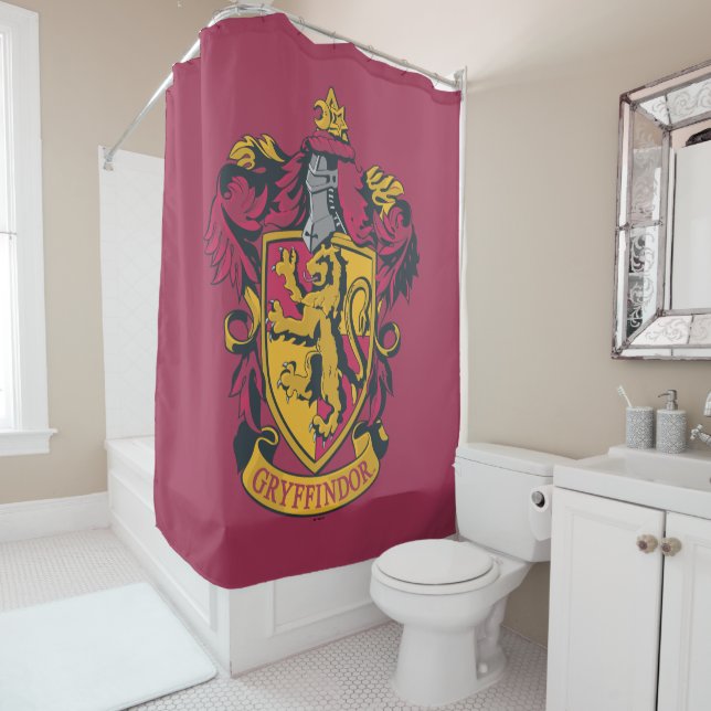 Rideaux De Douche Harry Potter | Gryffindor Crest Gold et Rouge (En situation)