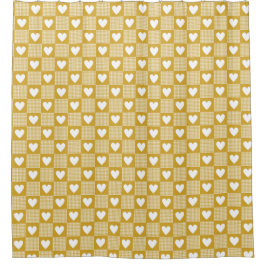 Rideaux De Douche Harvest Gold Gingham Heart Patch Plaid