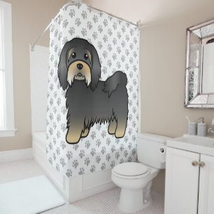 Rideaux De Douche Havanais noir et feu, chien de dessin animé mignon