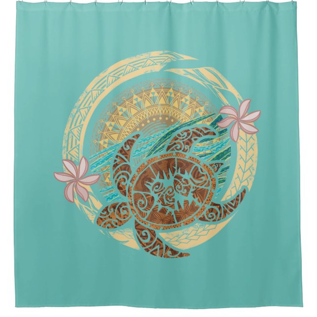 Rideaux De Douche Hawaïen - Samoan - Tribal circulaire polynésien (Devant)