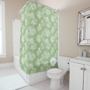 Rideaux De Douche Hawaiian Palm Tree Silhouette Motif Green ID1093