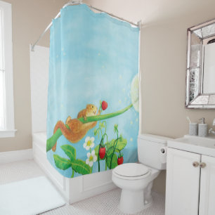 Rideaux De Douche Hazel Dormouse Escalade un Dandelion Ball