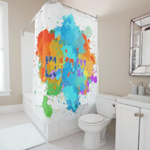 Rideaux De Douche Hébreu "Shalom" avec Arrière - plan de Peinture