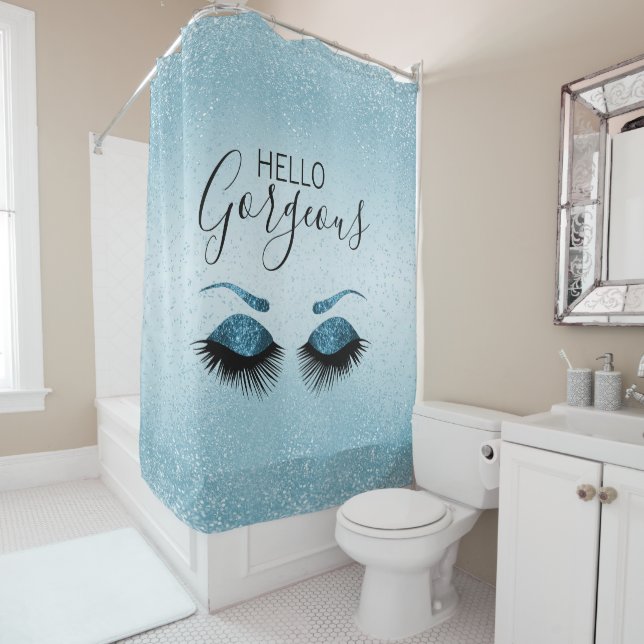Rideaux De Douche Hello Gorgeous - Eyelashes avec Parties scintillan (En situation)