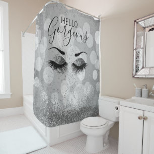 Rideaux De Douche Hello Gorgeous - Eyelashes Glamourous - Argent