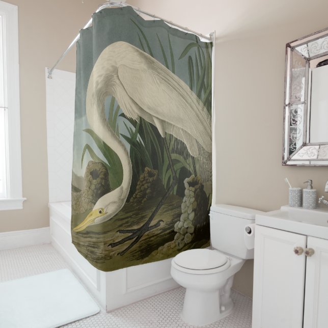 Rideaux De Douche Héron blanc, Grandes aigrettes, Oiseaux d'Amérique (En situation)