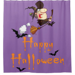Rideaux De Douche Heureuse sorcière volante Halloween
