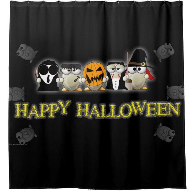 Rideaux De Douche Heureux amis effrayants d'Halloween (Devant)