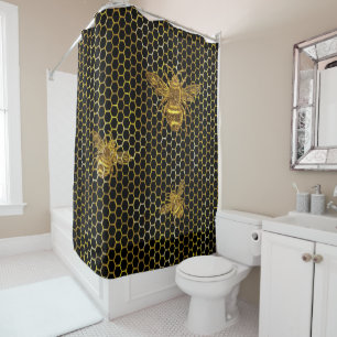 Rideaux De Douche Hexagon d'or de la reine d'abeille