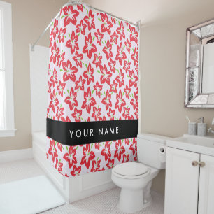 Rideaux De Douche Hibiscus rouge, Fleurs rouges, Votre nom