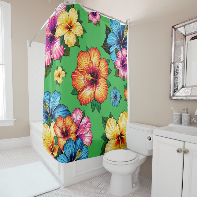 Rideaux De Douche Hibiscus tropical (En situation)