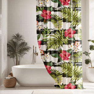 Rideaux De Douche Hibiscus tropical moderne