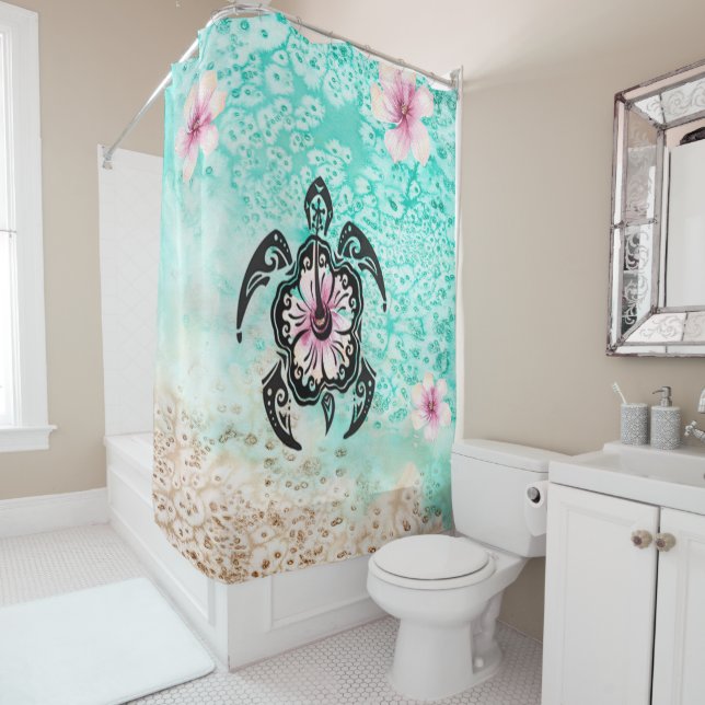 Rideaux De Douche Hibiscus Turtle (En situation)